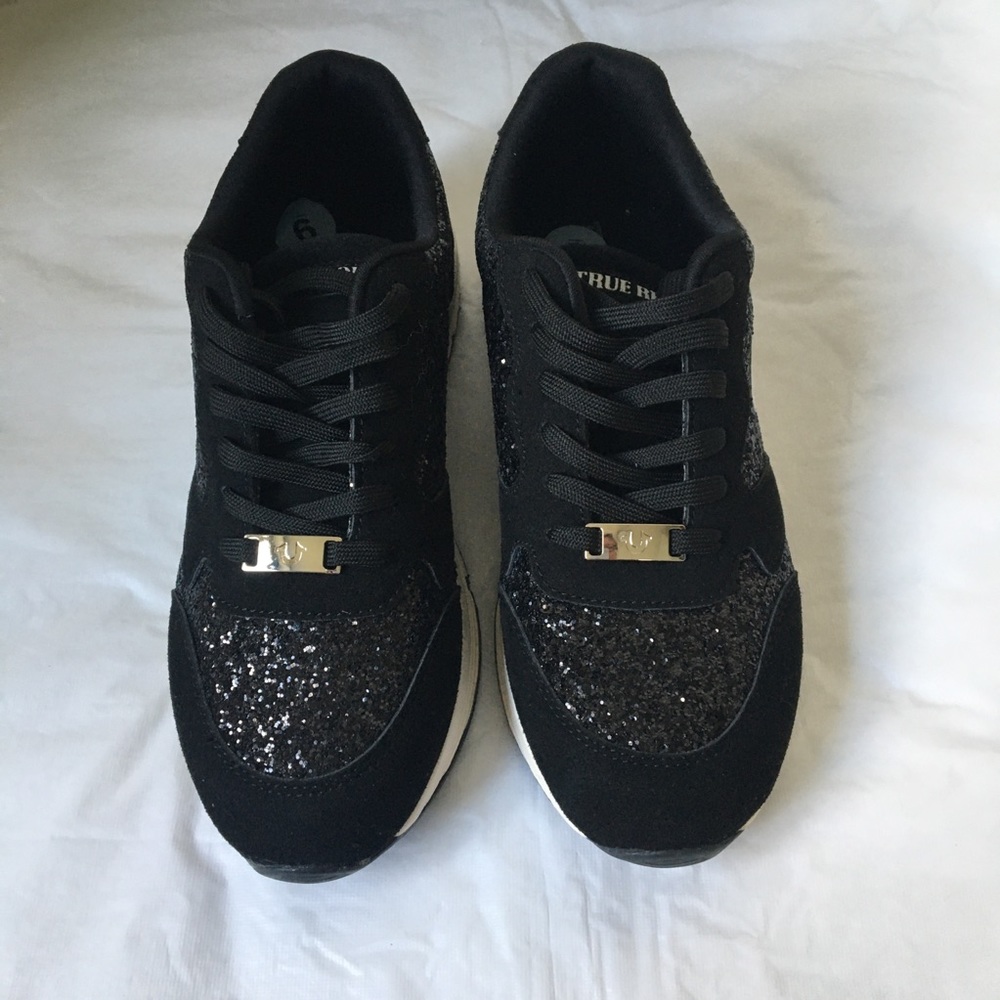 TRUE RELIGION Black Glitter Sneakers Size 9 NWT